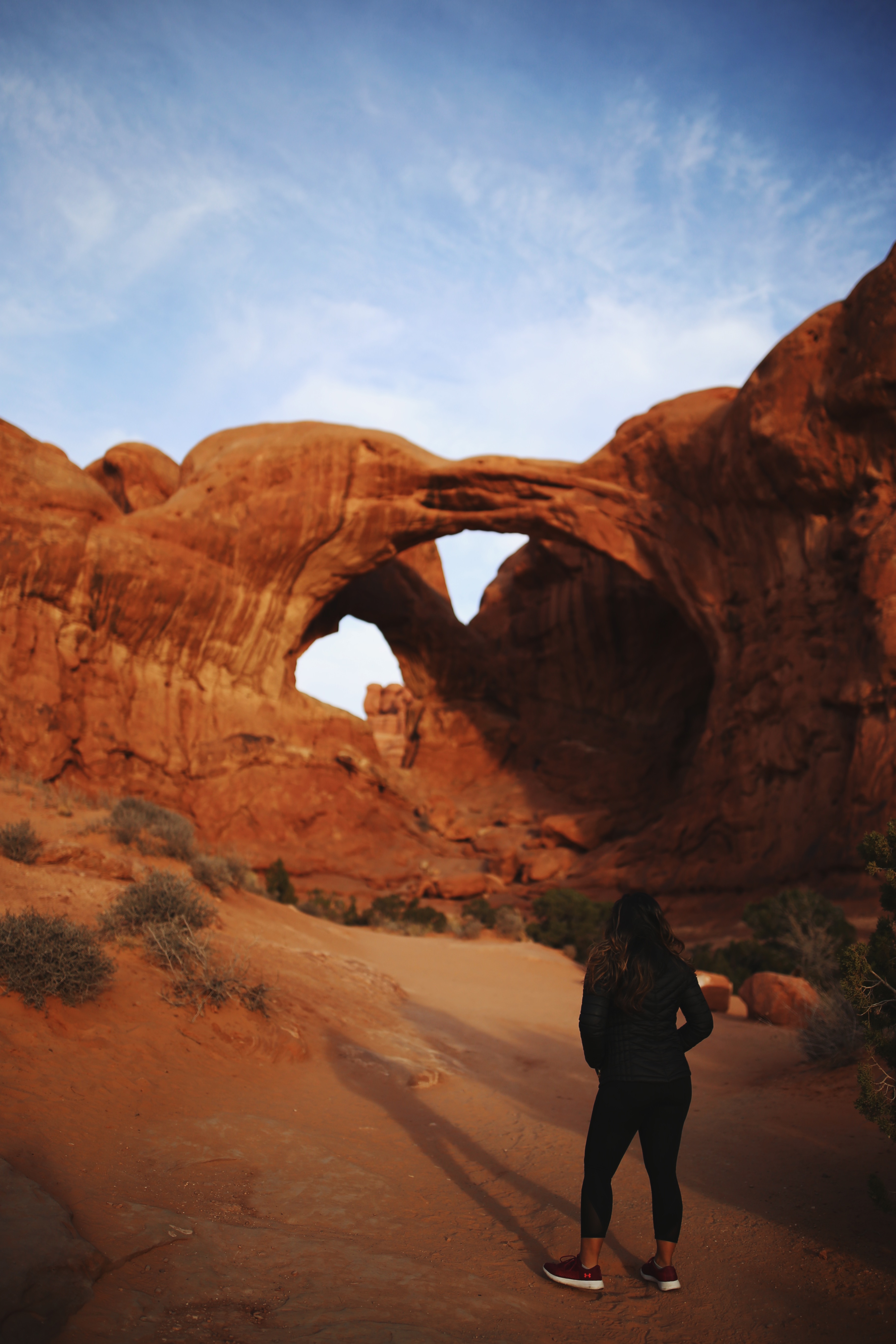 Double Arch, moab utah, girl hiking, great outdoors, red rocks