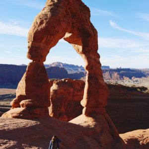 Delicate arch, moab utah, hiking, desert, red rocks, girl hiking, outdoors